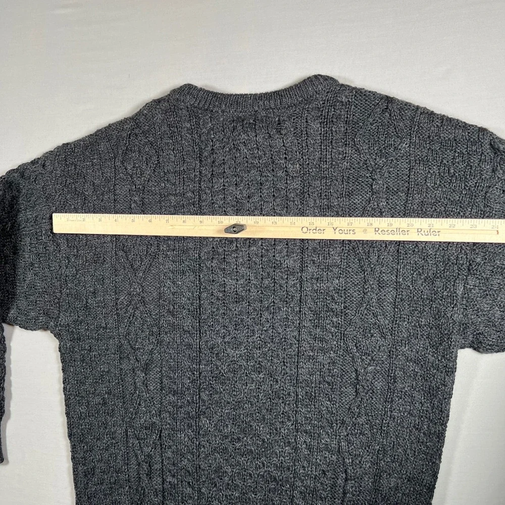 Aran Sweater Market Irish Wool Fisherman Sweater Mens XL Charcoal Gray Ireland